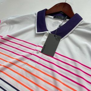 G/FORE Men's Variegated Golf Polo XL Multicolor Stripe Polo Snow White